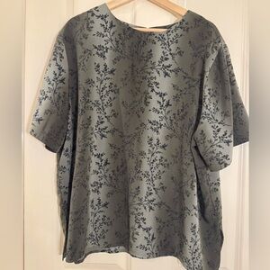 Notations Olive and Navy Leaf Print Blouse Size 20W